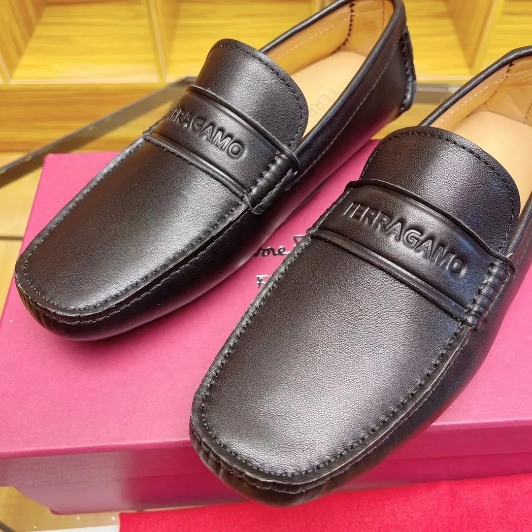 Men's shoes 💰560Ferragamo high-end quality 🔥 black cowhide ➕ cowhide lining size 38-45
